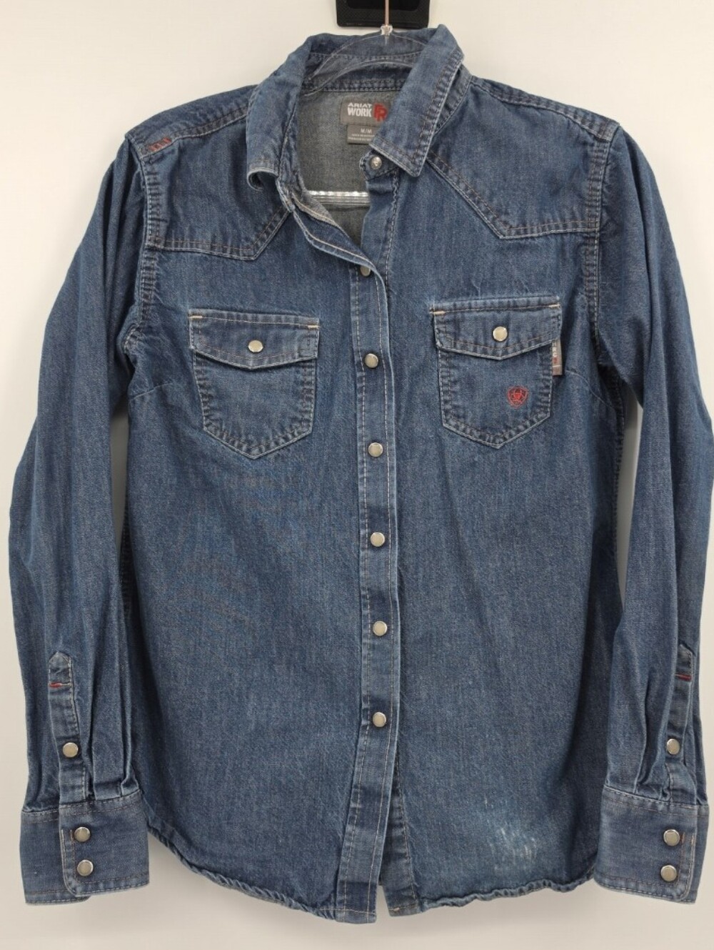 Ariat FR Womens Work Shirt Denim Snap Medium Long Sleeve Ranch Gorpcore Western